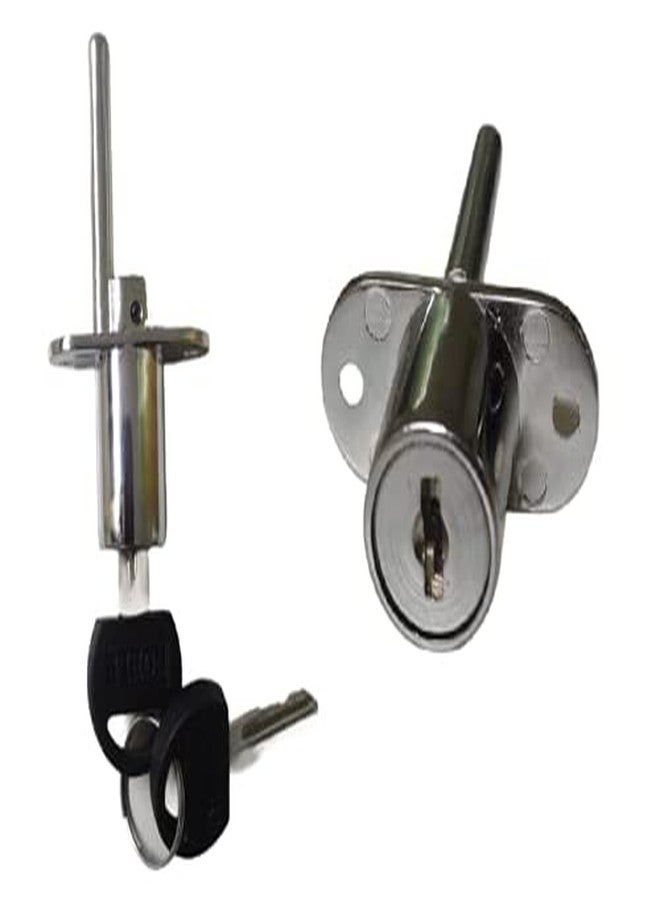 NOBLE Pedestal Lock with 2 Keys |Front Multi Drawer Lock| for Cabinet 25MM, Chrome finish - Silver - Image 1